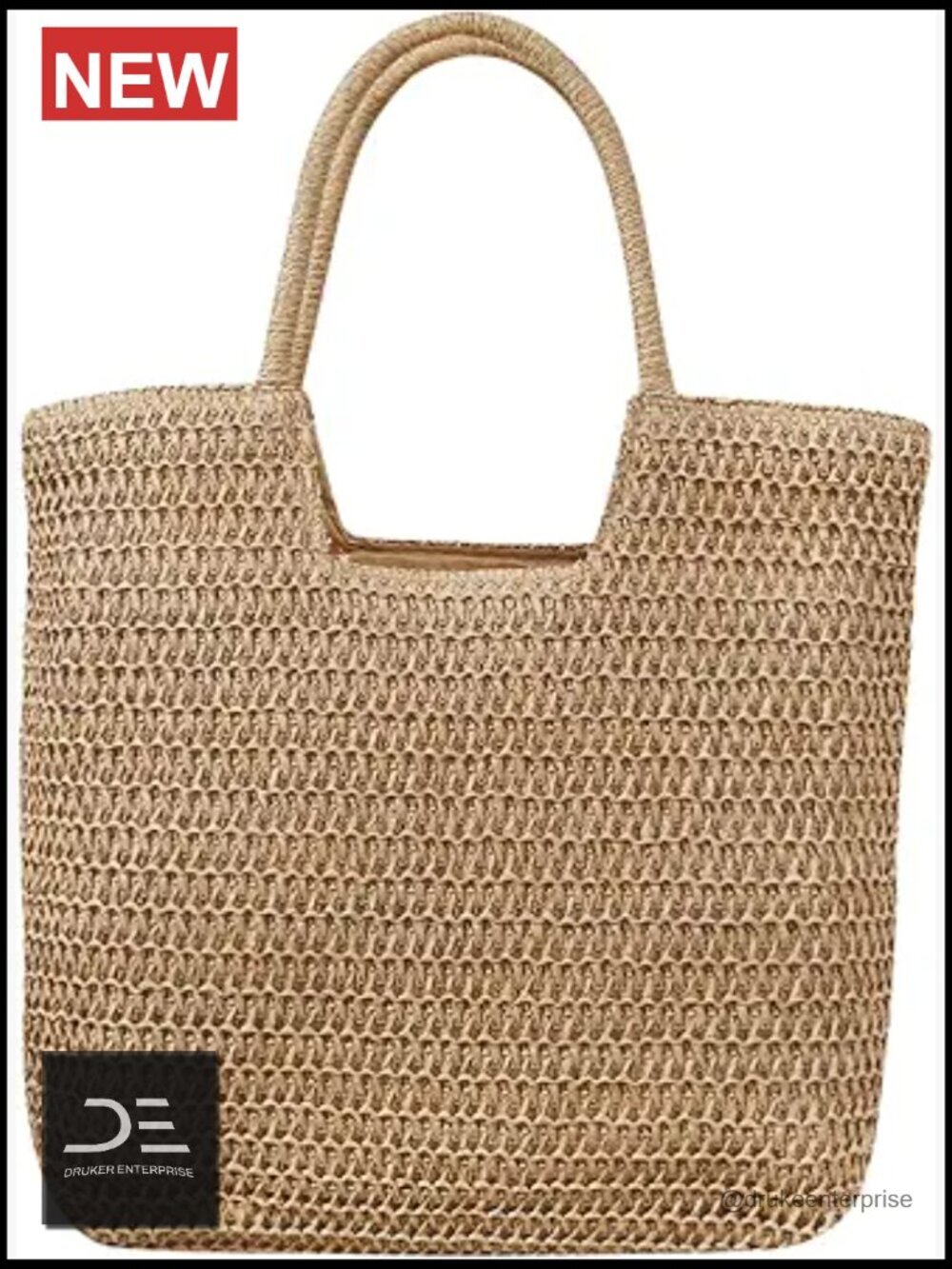 Straw Tote Bag with Zipper Woven Shoulder Handbag Beach Tote for Travel Vacation